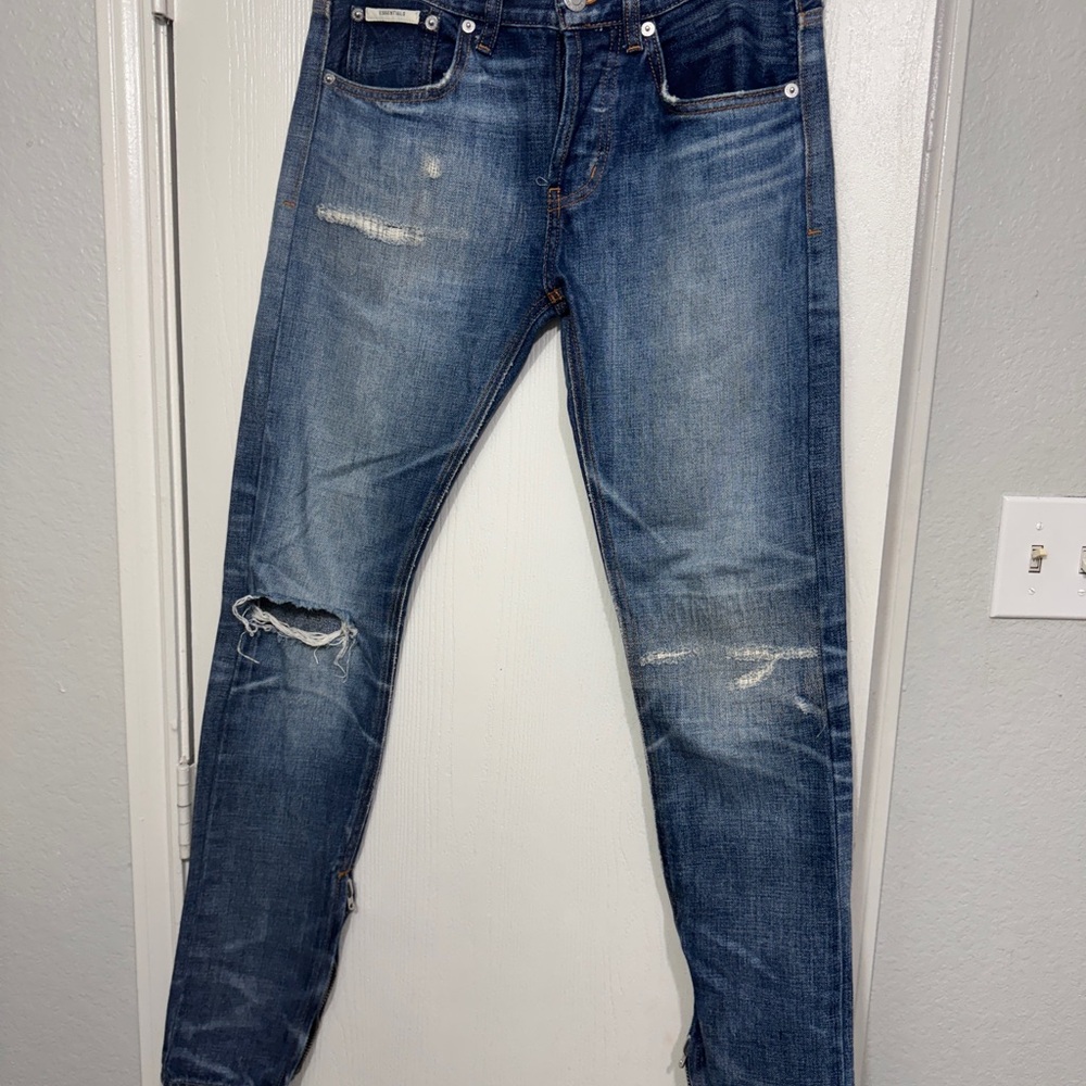 Fear of God Blue Slim Jeans Distressed